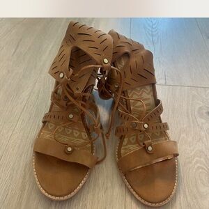 Dolce Vita Cognac Lace-Up Gladiator Sandals